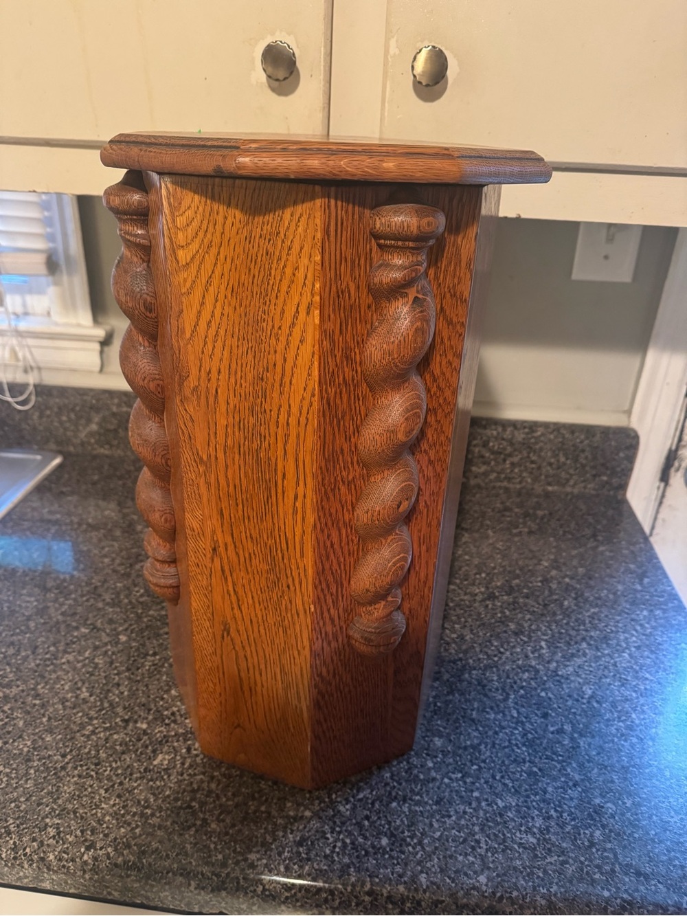 Antique Carved Oak Decorative Pedestal or Plant Stand - Warm Wood Finish